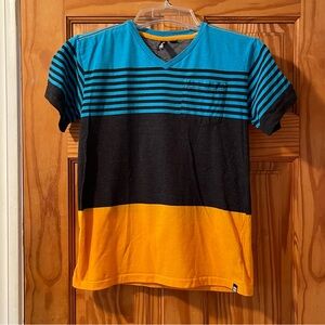 Ocean Current Kids Tee with Blue and Yellow Stripes